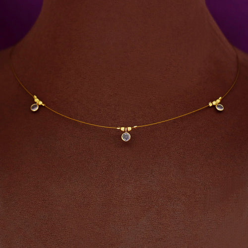 Tri Glossy Stone String Neckpiece