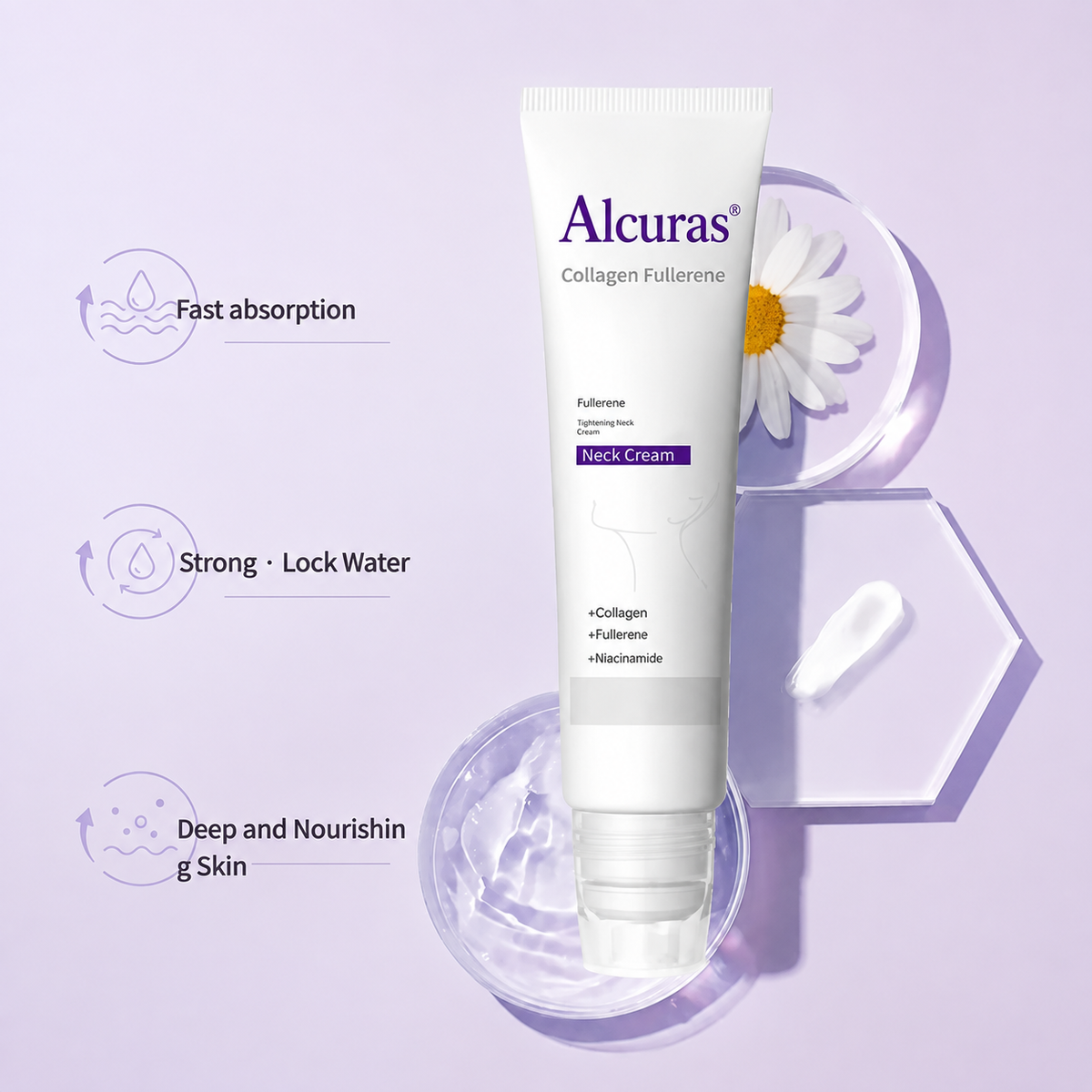 Crema de masaje para cuello con rodillo 🧴 Colágeno y ácido hialurónico | Reafirma el cuello, reduce las arrugas y la papada✨